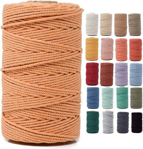 GANXXET Denim Color Macrame Cotton Cord 2mm 3 ply Recycled | 3 Strands x 480 Feet / 160 Yards | Cord for DIY Macrame and Crafts, Wall Hangings, Plant Hangers, Coasters in Saudi Arabia