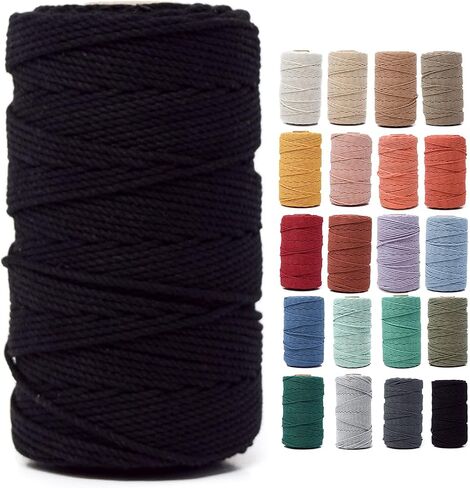 GANXXET Denim Color Macrame Cotton Cord 2mm 3 ply Recycled | 3 Strands x 480 Feet / 160 Yards | Cord for DIY Macrame and Crafts, Wall Hangings, Plant Hangers, Coasters in Saudi Arabia
