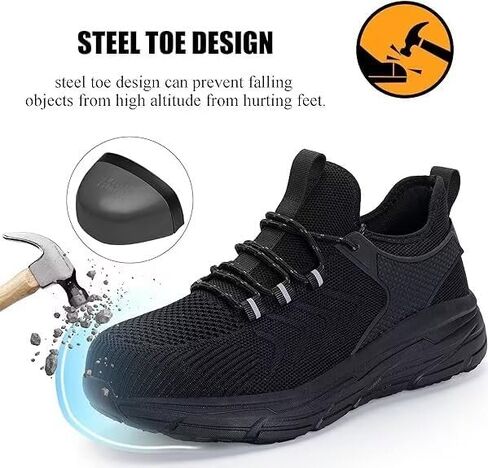 Steel Toe Shoes for Men Women Lightweight Comfortable Safety Shoe Steel Toe Sneakers Slip-On Work Shoes Size 8-14 in Saudi Arabia