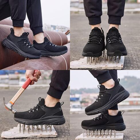Steel Toe Shoes for Men Women Lightweight Comfortable Safety Shoe Steel Toe Sneakers Slip-On Work Shoes Size 8-14 in Saudi Arabia