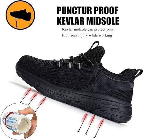 Steel Toe Shoes for Men Women Lightweight Comfortable Safety Shoe Steel Toe Sneakers Slip-On Work Shoes Size 8-14 in Saudi Arabia