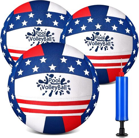 Honoson 3 Pcs Neoprene Inflatable Swimming Pool Volleyballs, 7.9" Diameter, Waterproof Outdoor Volleyballs with Pump in Saudi Arabia
