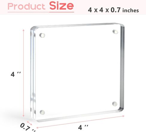 Vowcarol 4x4 picture frame, Clear Acrylic Frame, Strong Magnetic 4x4 Acrylic Picture Frames, Free Standing Desktop Display Frames in Saudi Arabia