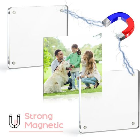 Vowcarol 4x4 picture frame, Clear Acrylic Frame, Strong Magnetic 4x4 Acrylic Picture Frames, Free Standing Desktop Display Frames in Saudi Arabia