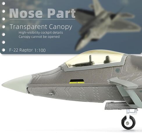 NUOTIE F22 Raptor 1/100 مقياس Diecast Metal Fighter Jet نموذج الشبح القتالية طائرة سلاح الجو نموذج سبيكة الطائرة مع حامل للمجموعات العسكرية للبالغين أو الهدايا (FF 03046) in Kuwait