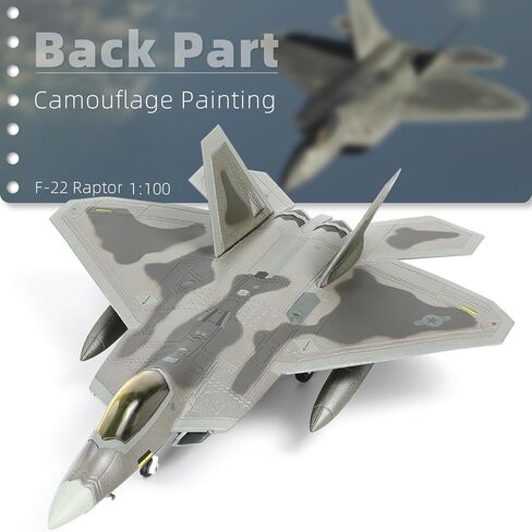 NUOTIE F22 Raptor 1/100 مقياس Diecast Metal Fighter Jet نموذج الشبح القتالية طائرة سلاح الجو نموذج سبيكة الطائرة مع حامل للمجموعات العسكرية للبالغين أو الهدايا (FF 03046) in Kuwait