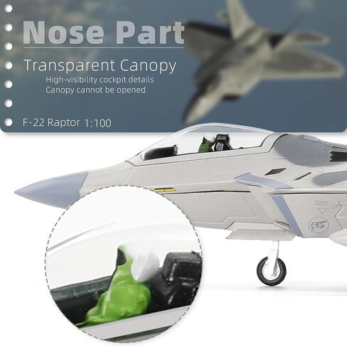 NUOTIE F22 Raptor 1/100 مقياس Diecast Metal Fighter Jet نموذج الشبح القتالية طائرة سلاح الجو نموذج سبيكة الطائرة مع حامل للمجموعات العسكرية للبالغين أو الهدايا (FF 03046) in Kuwait