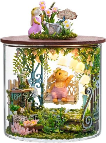 LQQ Dollhouse Miniature DIY House Kit Creative Room Dream Bottle Series with Furniture for Children's Gift (Fairytale Garden) in Saudi Arabia