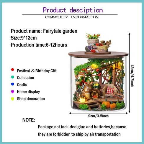 LQQ Dollhouse Miniature DIY House Kit Creative Room Dream Bottle Series with Furniture for Children's Gift (Fairytale Garden) in Saudi Arabia