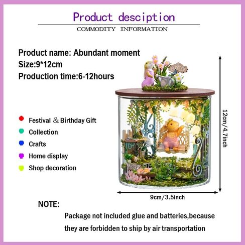 LQQ Dollhouse Miniature DIY House Kit Creative Room Dream Bottle Series with Furniture for Children's Gift (Fairytale Garden) in Saudi Arabia