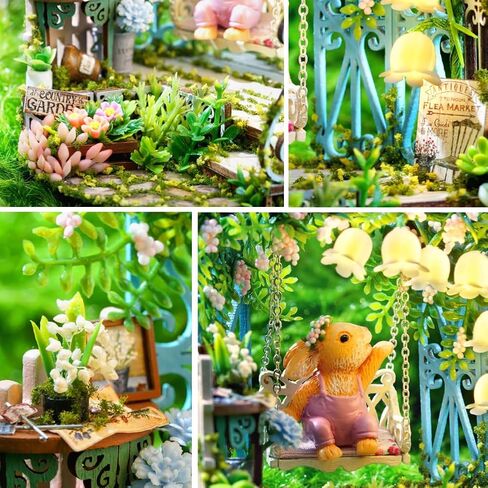 LQQ Dollhouse Miniature DIY House Kit Creative Room Dream Bottle Series with Furniture for Children's Gift (Fairytale Garden) in Saudi Arabia