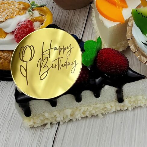 Happy Birthday Acrylic Cake Disc Cupcake Toppers, Mirror Acrylic Cake Topper Charms for Birthday Party Decoration Set of 20 in Saudi Arabia