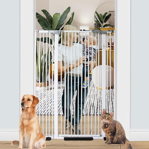 بوابة للحيوانات الأليفة للقطط بطول 59 بوصة من SHYUJAJIE للمدخل، 30.31 بوصة - 44.07 بوصة بوابة للحيوانات الأليفة ذات إغلاق تلقائي، بوابات آمنة للحيوانات الأليفة للسلالم والمدخل والمنزل (59 بوصة) in Kuwait
