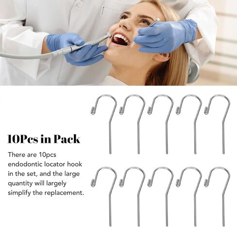 10pcs Endodontic Locator Accessories Dental Apex Lip Hooks Parts, Curved Design, Stainless Steel for Easy Checking and Simple Carry in Saudi Arabia