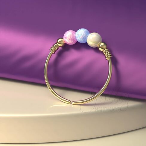 Gold Cartilage Earring Opal Jewelry – 14K Gold Filled Cartilage Piercing Ring For Woman – 24G 8mm Ring 2mm White Blue Pink Opals – Cute GIFT For Birthday Mother's Day anniversary - Gift Wrap-Ready in Saudi Arabia