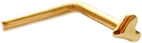 Tiny Heart Nose Stud. Small Dainty Solid 14K Real Yellow Gold Nostril Cartilage Helix Single Earring. 20G (20 Gauge - 0.8 mm). L Shape. Minimalist Handmade Love Piercing Jewelry by HeartAttackOM in Kuwait