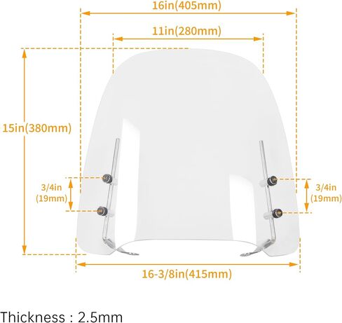HECASA Clear 14.3"x16.5" Gy6 125cc 150cc Scooter Moped Dirt Bike Motorcycle Windshield Screen Compatible with Yamaha Honda Visor Scooter Windshield Transparent Acrylic in Saudi Arabia