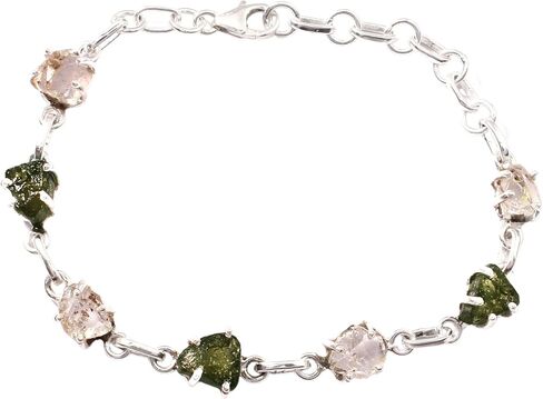 atharv JEWELS Sterling Silver Moldavite and Herkimer Gemstone Bracelet - Elegant Wedding Gift for Women (8 Inch) in Saudi Arabia