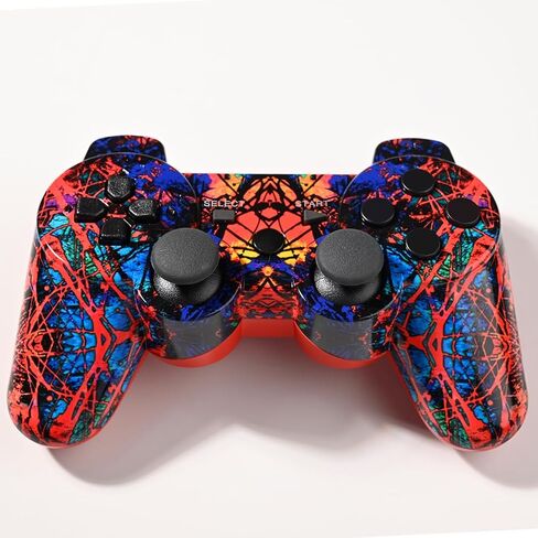 Drimoor 2 Pack Wireless Controller for PS3 - Double Vibration Motion Sense Remote Compatible with Playstation 3 with Charging Cable and Thumb Grip Caps in Saudi Arabia