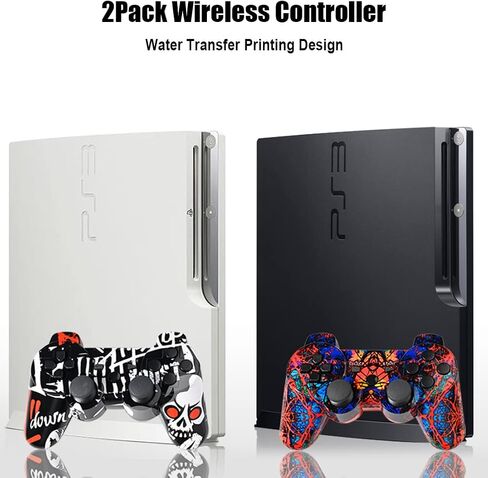 Drimoor 2 Pack Wireless Controller for PS3 - Double Vibration Motion Sense Remote Compatible with Playstation 3 with Charging Cable and Thumb Grip Caps in Saudi Arabia