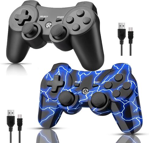 BELOPERA 2 Pack PS3 Controller، Cool Blue PS3 Controller Wireless for PlayStation 3 مع 2 كابلات USB in Kuwait