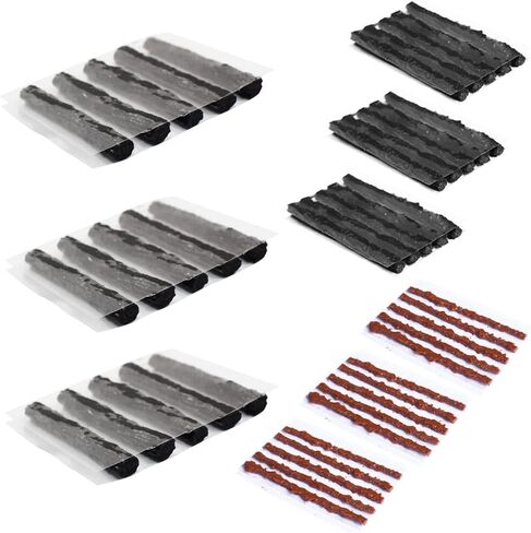 Pirhosigma 45 pcs for 3 Sizes Bike Tubeless Tire Repair Kit Strips Rope Refills Plugs 1.5 mm 3.5 mm 6 mm Emergency Puncture Flat for Road Bikes Mountain Bikes Black&Brown in Saudi Arabia
