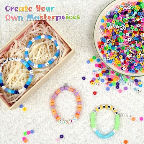 Clay Beads, 20 Colors Clay Heishi Beads Kit for Bracelets Making, Flat Round Polymer Heishi Beads for DIY Jewelry Making in Saudi Arabia