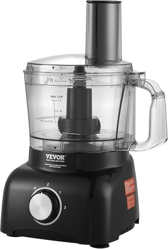 VEVOR Food Processor, 7 Cup Small Vegetable Chopper for Dough, Shredding, Slicing, Electric Meat Processors with 2 in1 Reversible SUS Disc, Large Feed Chute & Pusher, 2 Speed and Pulse for Home Use in Saudi Arabia