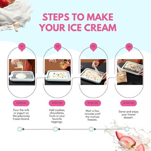 2 Pcs Rolled Ice Cream Machine & 4 Ice Cream Bowls | Instant Rolled Ice Cream Maker | Ice Cream Roll Maker | Rolled Ice Cream Maker | Ice Cream Machines | Ice Cream Cold Plate | Frozen Yogurt Machine in Saudi Arabia