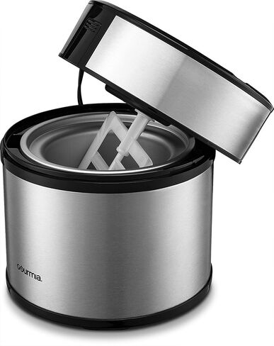 ماكينة صنع الآيس كريم والزبادي المجمد والأشربة من جورميا مع مؤقت رقمي، 3 مكاييل، كتاب طبخ إضافي، فضي in Kuwait