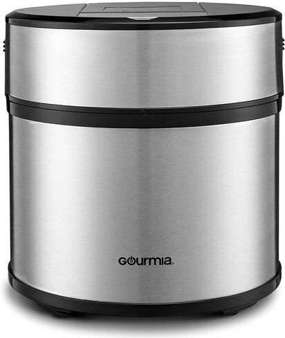 ماكينة صنع الآيس كريم والزبادي المجمد والأشربة من جورميا مع مؤقت رقمي، 3 مكاييل، كتاب طبخ إضافي، فضي in Kuwait