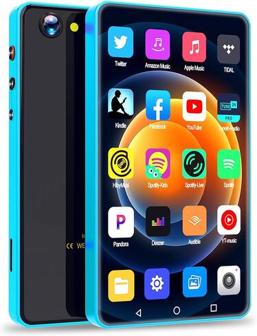 مشغل MP3 MYMAHDI مقاس 5 بوصات سعة 144 جيجابايت مع بلوتوث وواي فاي، ومشغل HiFi MP4 مع كاميرا ومكبر صوت، ومشغل MP3 بشاشة لمس كاملة مع Spotify، YouTube، مشغل موسيقى Android مع صوت مسموع، أزرق in Kuwait