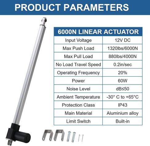 JQDML 40 Inch 40" Long Stroke Linear Actuator 12V 1320lbs/6000N Heavy Duty Speed 0.2"/sec Electric Actuator with Mounting Brackets for Massage Bed, Table Lift, Window Opener,Door Opener in Saudi Arabia