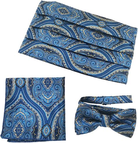 MUGIVALA ماركة رسمية Cummerbund ربطة القوس فيونكة جيب مربع منديل مجموعة للرجال بلون قابل للتعديل سهرة حفل زفاف in Kuwait