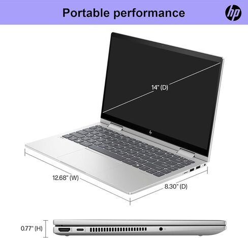 HP Envy x360 2-in-1 Copilot AI PC Laptop 14" FHD IPS Touchscreen Intel 10-core 5 120U (>i7-1355U) 8GB RAM 512GB SSD Backlit Fingerprint USB-C Wi-Fi6E 5MP Privacy Camera Poly Studio Win11Pro ICP Hub in Saudi Arabia