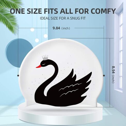 COPOZZ Adult Swim Cap, Silicone Waterproof Swimming Caps Stretchable Bathing Cap Comfortable Swimming Hat for Adults Youth Women Girls (Silver Swan) in Saudi Arabia