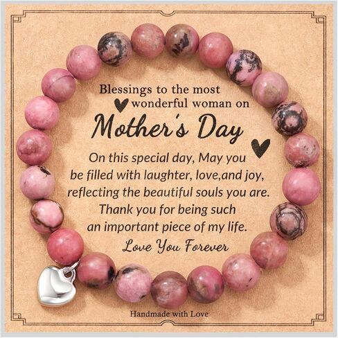 Shonyin Mothers Day Gifts for Mom from Daughter, Natural Stone Bracelet for Mom Daughter Nana Grandma Bonus Mom New Mom Mimi Sister Aunt Grammy Gigi Friends Abuela in Kuwait