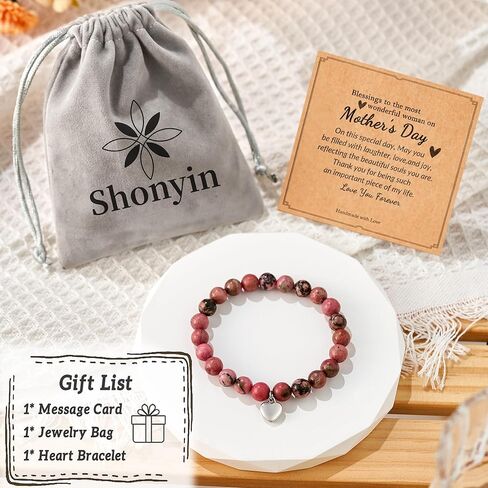 Shonyin Mothers Day Gifts for Mom from Daughter, Natural Stone Bracelet for Mom Daughter Nana Grandma Bonus Mom New Mom Mimi Sister Aunt Grammy Gigi Friends Abuela in Kuwait