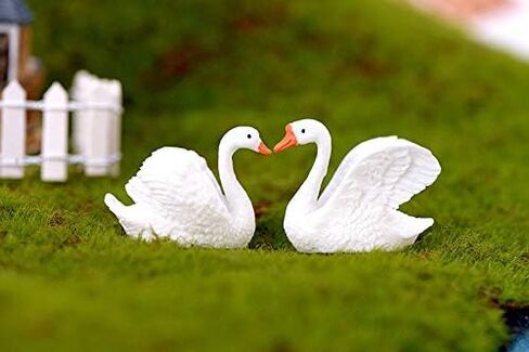 Exasinine 10 Pcs White Swan Figurines Swan Model Plastic Swan Miniature Figurines Cake Topper DIY Fairy Garden Miniature Moss Landscape for Collection Home Decoration in Kuwait