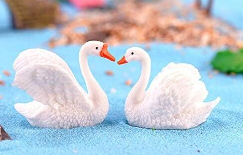 Exasinine 10 Pcs White Swan Figurines Swan Model Plastic Swan Miniature Figurines Cake Topper DIY Fairy Garden Miniature Moss Landscape for Collection Home Decoration in Kuwait