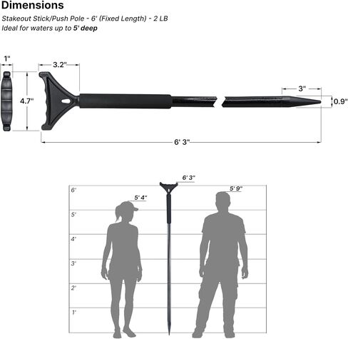 Pactrade Marine Stakeout Stick/Push Pole for Boat - Shallow Water Anchor Poles for Kayaking Angling Boating - Lightweight Fiberglass Construction in Saudi Arabia