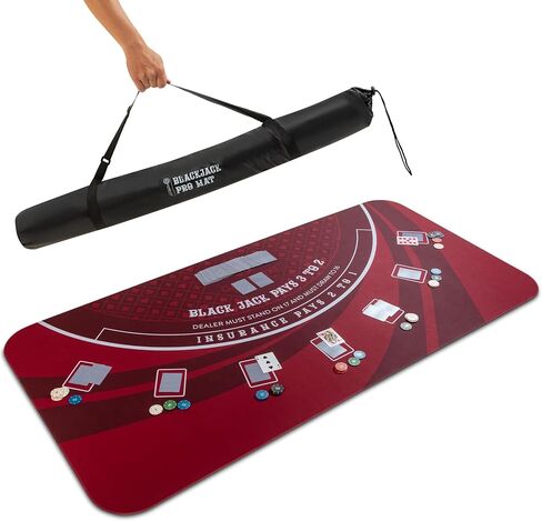 70" X 35" Blackjack Mat - Smooth, Water-Resistant, and Non-Slip Blackjack Table Mat Made of 3mm Rubber - Get Your Blackjack Games Going Anywhere with The Included Carrying Bag (Green) in Saudi Arabia