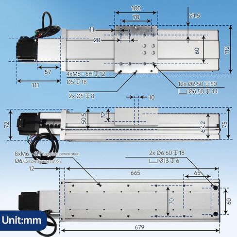 RATTMMOTOR FBX100-600mm Heavy CNC Linear Actuator Kit, Aluminum Alloy Fully Enclosed Linear Motion Stage Actuator Double Linear Slide Rail X Y Z Axis Linear Slide Table Linear Motion Guide for CNC in Kuwait