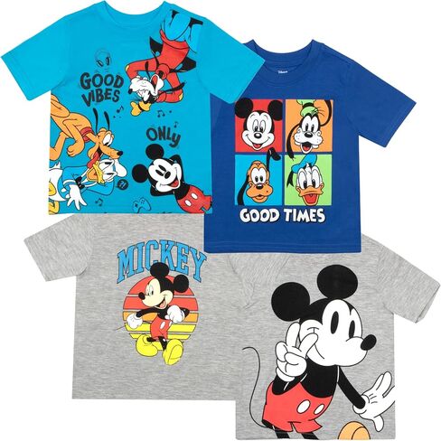 Disney Mickey Mouse & Friends Good Vibes Good Times Boys 4-Pack Short Sleeve T-Shirt Bundle Set for Kids and Toddlers in Saudi Arabia