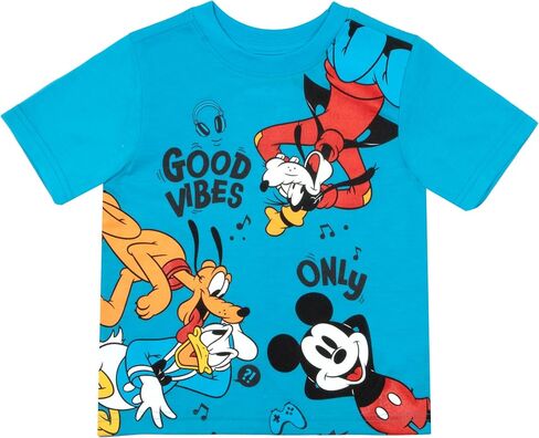Disney Mickey Mouse & Friends Good Vibes Good Times Boys 4-Pack Short Sleeve T-Shirt Bundle Set for Kids and Toddlers in Saudi Arabia