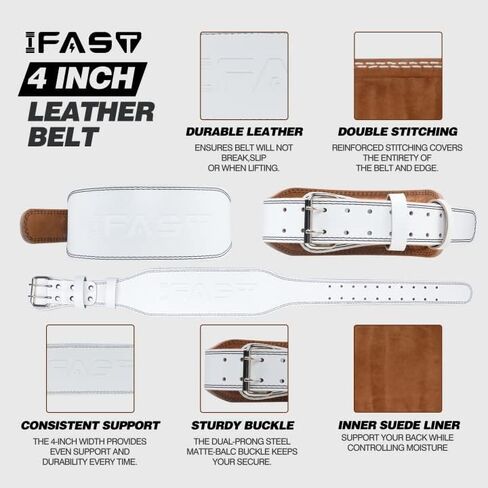 IFAST Weight Lifting Belt, Leather Weight Lifting Belt for Men and Women with 4 inch Padded Lumbar Support Belt for Weightlifting Deadlift, Cross Training, Power Lifting Workout & Squats Exercise in Saudi Arabia