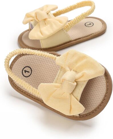 SXYPAYXS-Baby Girls Bow Knot Sandals Casual Soft Sole Princess Flat Non-Slip Patchwork Shoes Beach Sandals in Saudi Arabia