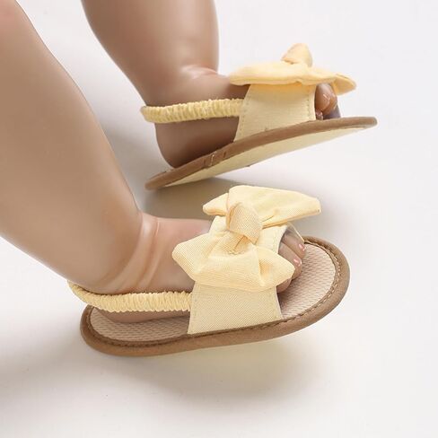 SXYPAYXS-Baby Girls Bow Knot Sandals Casual Soft Sole Princess Flat Non-Slip Patchwork Shoes Beach Sandals in Saudi Arabia