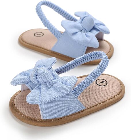 SXYPAYXS-Baby Girls Bow Knot Sandals Casual Soft Sole Princess Flat Non-Slip Patchwork Shoes Beach Sandals in Saudi Arabia