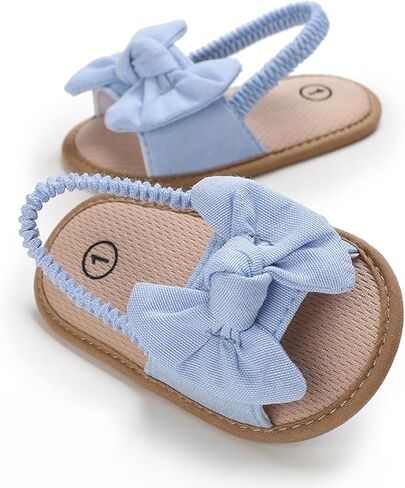 SXYPAYXS-Baby Girls Bow Knot Sandals Casual Soft Sole Princess Flat Non-Slip Patchwork Shoes Beach Sandals in Saudi Arabia